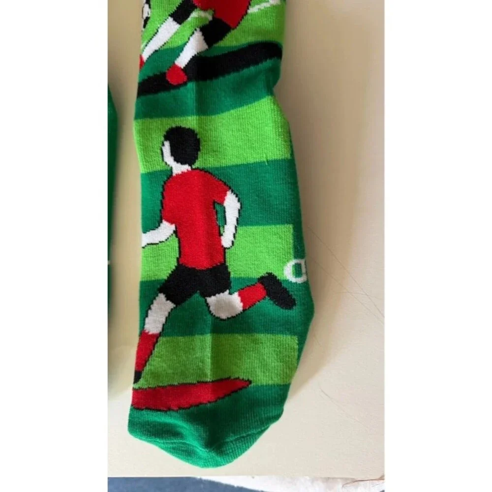 Soccer Socks Football Novelty Crew Socks Green Red Sports Fan Gift